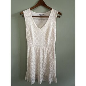 American Rag Cie Sleeveless Fit & Flare Dress Sundress Ivory Floral Lace Size M